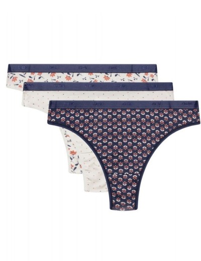 Набор хлопковых стрингов Dim LES POCKETS COTON 4C19 цветочный - 3 штуки, Цвет: цветочный, Размеры: XXS/XS, изображение 2