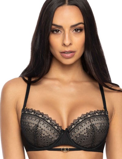 Бюстгальтер балконет пуш-ап MAT MARION bezowo-czarny M-3539-11, Цвет: черный, Размеры: 65E, изображение 3