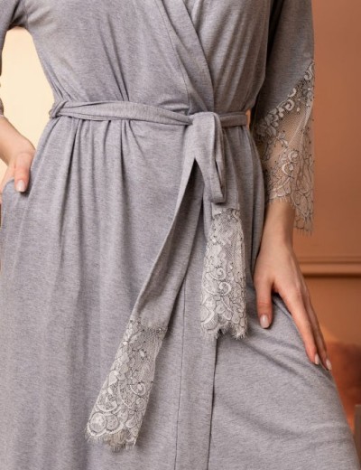 Халат женский трикотажный Mia-Amore CHRISTEL 1903, Цвет: cерый меланж, Размеры: L/XL, изображение 3