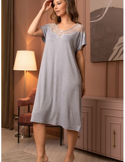 Свободная сорочка вискоза Mia-Amore CHRISTEL 1907, Цвет: cерый меланж, Размеры: 4XL, изображение 3