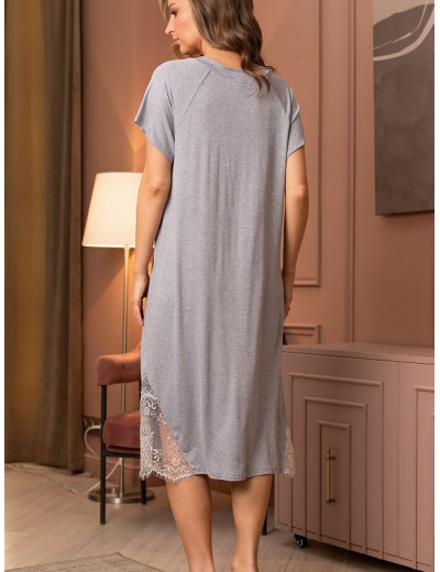 Длинная трикотажная сорочка Mia-Amore CHRISTEL 1908, Цвет: cерый меланж, Размеры: 4XL, изображение 2 Длинная трикотажная сорочка Mia-Amore CHRISTEL 1908, Цвет: cерый меланж, Размеры: 4XL, изображение 2