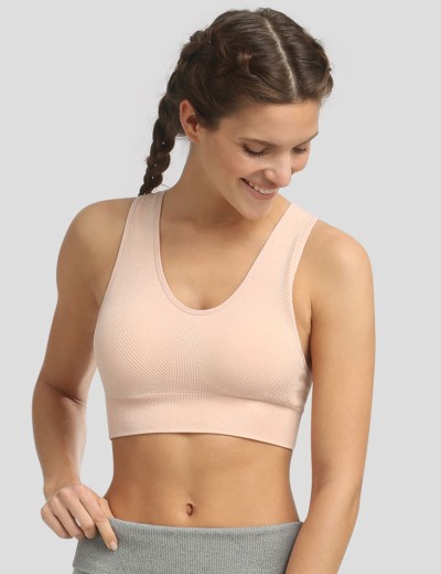 Спортивный бюстгальтер без застежки Dim SPORT 0BV8 розовый миндаль, Цвет: розовый миндаль, Размеры: XL, изображение 3