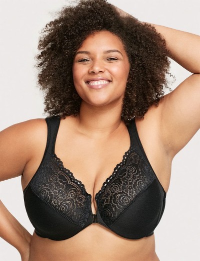 Бюстгальтер с застежкой спереди Glamorise GI1245 черный, Цвет: черный, Размеры: 90F, изображение 4