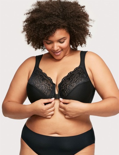 Бюстгальтер с застежкой спереди Glamorise GI1245 черный, Цвет: черный, Размеры: 90F, изображение 3