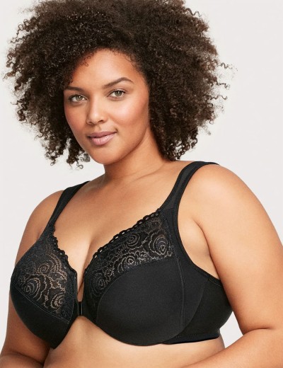 Бюстгальтер с застежкой спереди Glamorise GI1245 черный, Цвет: черный, Размеры: 90F, изображение 5