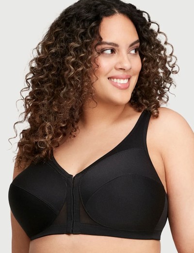 Бюстгальтер с застежкой спереди Glamorise GI1265 черный, Цвет: черный, Размеры: 95F, изображение 4
