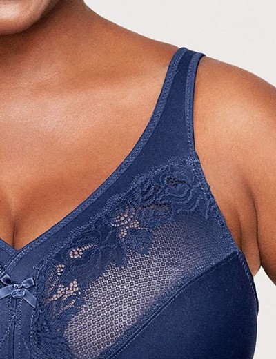 Бескаркасный бюстгальтер минимайзер Glamorise GI1003 темно-синий, Цвет: темно-синий, Размеры: 85C, изображение 4