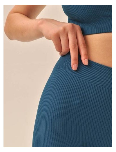 Леггинсы в рубчик MY PA797 electric, Цвет: сине-зеленый, Размеры: M, изображение 3