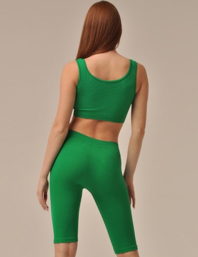 Велосипедки в рубчик MY PA829 green tea, Цвет: зеленый, Размеры: L, изображение 2