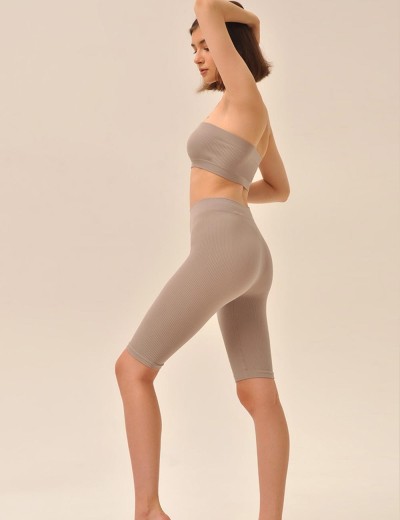 Велосипедки в рубчик MY PA829 moon, Цвет: бежевый, Размеры: L, изображение 3