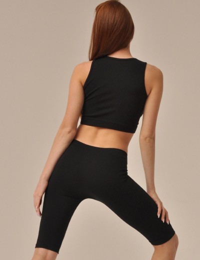 Велосипедки в рубчик MY PA829 nero, Цвет: черный, Размеры: M, изображение 2