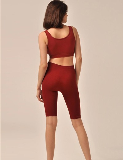 Велосипедки в рубчик MY PA829 sangria, Цвет: темно-красный, Размеры: L, изображение 3