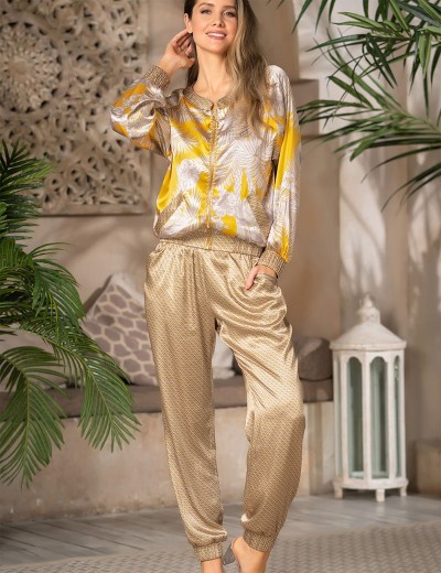 Атласный бомбер со штанами женский Mia-Amore AMARA 7226, Цвет: медовый, Размеры: M, изображение 3