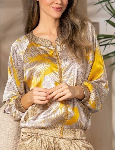 Атласный бомбер со штанами женский Mia-Amore AMARA 7226, Цвет: медовый, Размеры: M, изображение 6