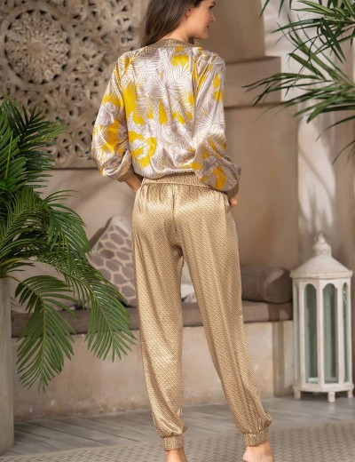 Атласный бомбер со штанами женский Mia-Amore AMARA 7226, Цвет: медовый, Размеры: M, изображение 2