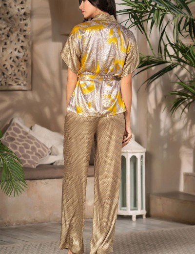 Атласный комплект тройка Mia-Amore AMARA 7228, Цвет: медовый, Размеры: M, изображение 2