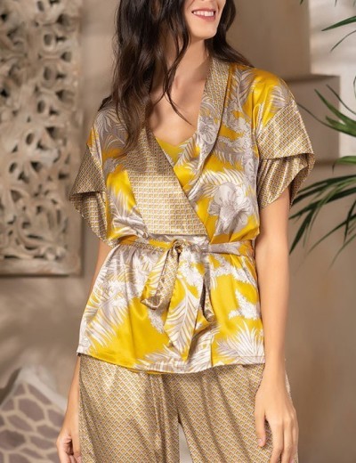 Атласный комплект тройка Mia-Amore AMARA 7228, Цвет: медовый, Размеры: M, изображение 6