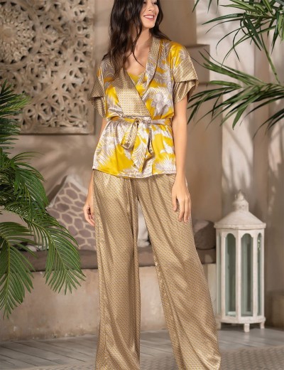 Атласный комплект тройка Mia-Amore AMARA 7228, Цвет: медовый, Размеры: M, изображение 4