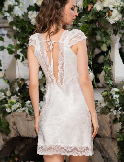 Сорочка атласная с открытой кружевной спинкой Mia-Amore BEATRICE 2194, Цвет: молочный, Размеры: XL, изображение 2