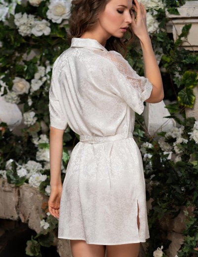 Рубашка-халат из атласа Mia-Amore BEATRICE 2197, Цвет: молочный, Размеры: 2XL, изображение 2