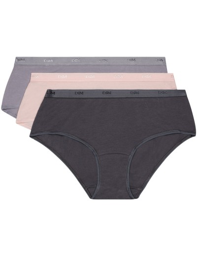 Набор хлопковых трусов Dim LES POCKETS COTON 4H01/3 темно-серый/розовый/серый - 3 штуки, Цвет: темно-серый/розовый/, Размеры: XXS/XS, изображение 5