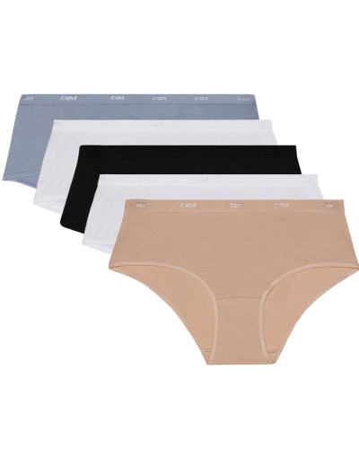 Набор хлопковых трусов Dim LES POCKETS COTON 4H01/5 черный/телесный/белый/серый - 5 штук, Цвет: черный/телесный/белы, Размеры: S/M, изображение 5