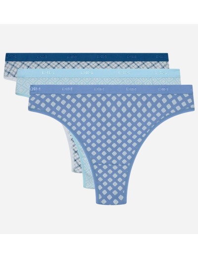 Набор хлопковых стрингов Dim LES POCKETS COTON 4C19 геометрия голубой - 3 штуки, Цвет: геометрия голубой, Размеры: L/XL, изображение 5