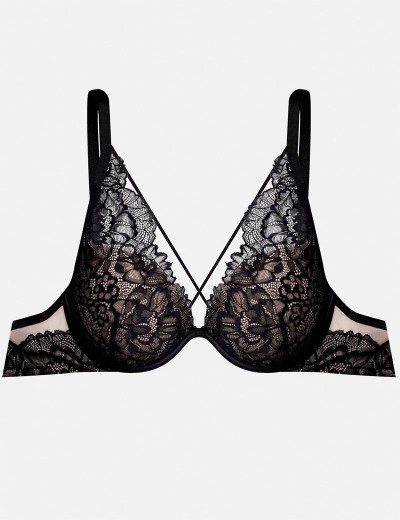 Кружевной бюстгальтер пуш-ап Esotiq KATIE 40561 черно-бежевый, Цвет: черный+бежевый, Размеры: 70E, изображение 10