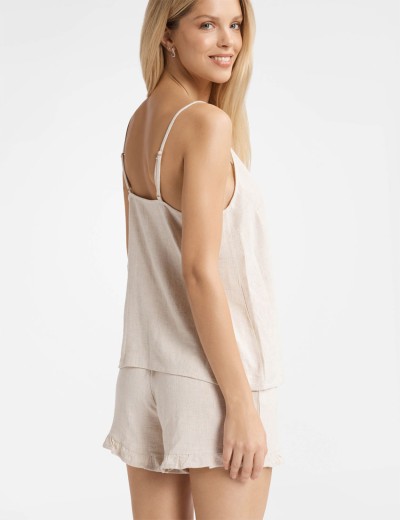 Хлопковая пижама с шортами Esotiq LUCK 40603, Цвет: бежевый, Размеры: XL, изображение 2