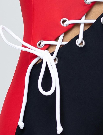 Черно-красный совместный купальник Opium SF-34, Цвет: черно-красный, Размеры: M, изображение 5