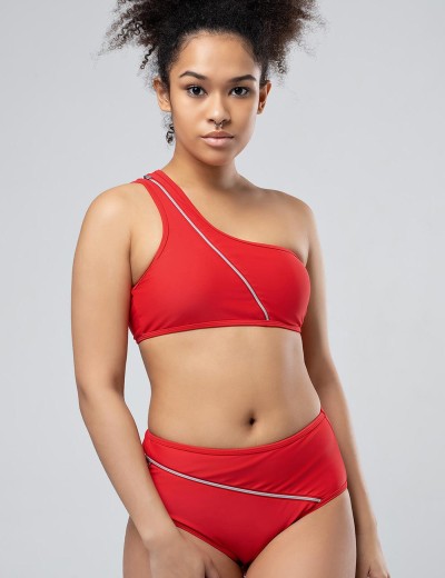 Красный купальник топ + высокие плавки Opium SF-36, Цвет: красный, Размеры: M, изображение 3