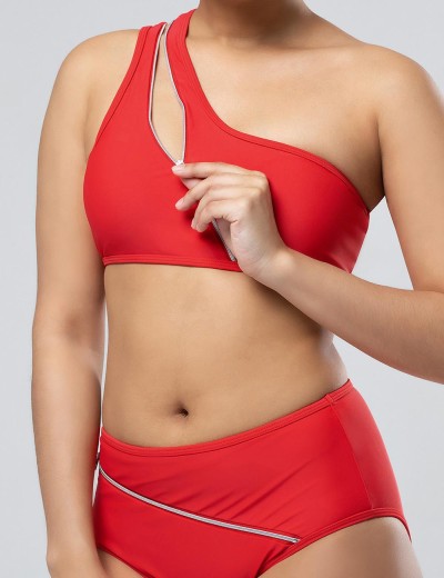 Красный купальник топ + высокие плавки Opium SF-36, Цвет: красный, Размеры: M, изображение 4
