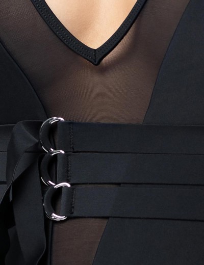 Черный слитный купальник на молнии Opium SF-38, Цвет: черный, Размеры: L, изображение 4