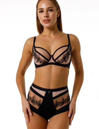 Прозрачный бюстгальтер с мягкой чашкой Coquette Revue GEISHA 81125-18, Цвет: черный, Размеры: 90B, изображение 2