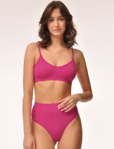 Высокие стринги в рубчик MY PE055 barbie, Цвет: фуксия, Размеры: M, изображение 3