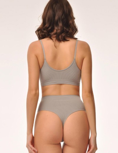 Высокие стринги в рубчик MY PE055 mist, Цвет: серый, Размеры: S, изображение 4