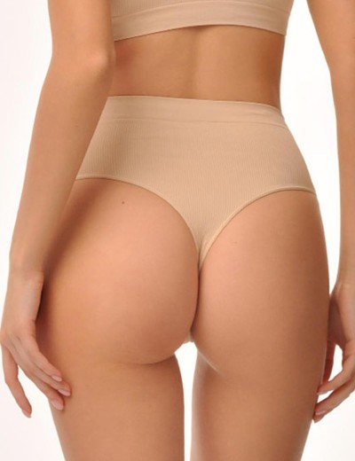 Высокие стринги в рубчик MY PE055 nudo, Цвет: телесный, Размеры: S, изображение 2
