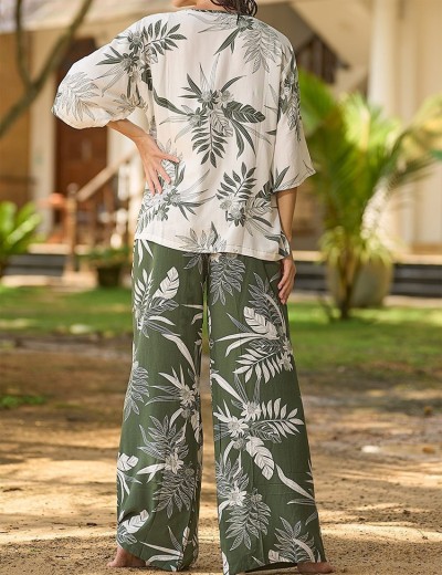 Комплект блуза со штанами Mia-Amore CASSANDRA 1876, Цвет: белый с оливковым, Размеры: M, изображение 2