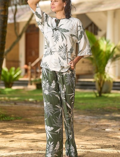 Комплект блуза со штанами Mia-Amore CASSANDRA 1876, Цвет: белый с оливковым, Размеры: M, изображение 3