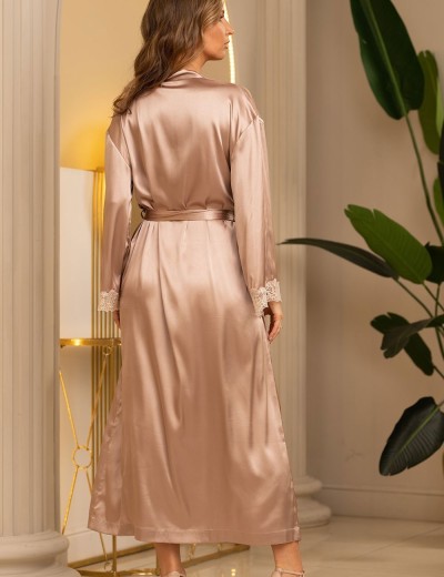 Шелковый длинный халат Mia-Amore DANIEL 3879, Цвет: кремовый, Размеры: 4XL/5XL, изображение 2