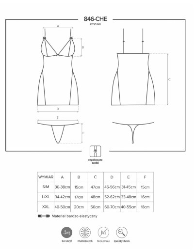 Сексуальная сорочка Obsessive 846 CHEMISE, Цвет: черный, Размеры: S/M, изображение 5