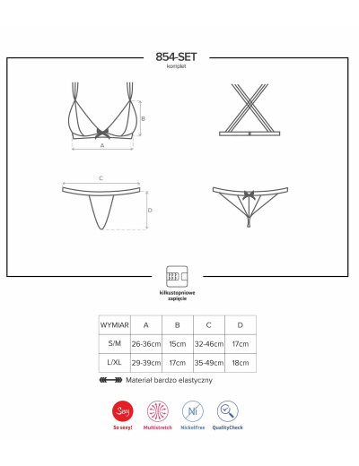 Комплект Obsessive 854 SET-1, Цвет: черный, Размеры: S/M, изображение 5