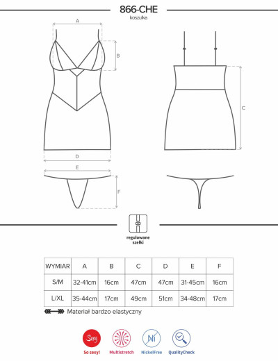 Сексуальная сорочка Obsessive 866 CHEMISE, Цвет: черный, Размеры: S/M, изображение 5