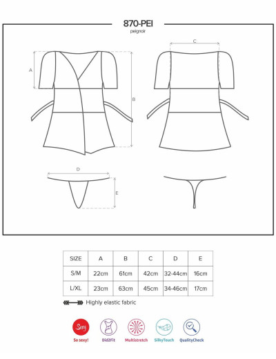 Сексуальный пеньюар Obsessive 870 PEI, Цвет: красный, Размеры: S/M, изображение 5