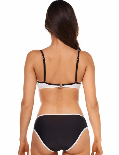 Открытый черно-белый купальник Ewlon A.8070_965, Цвет: черный, Размеры: 65B, изображение 2