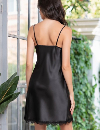 Короткая атласная сорочка Mia-Mella JULIA 8730 черный, Цвет: черный, Размеры: L, изображение 2