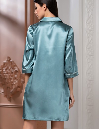 Атласная ночная рубашка Mia-Mella JULIA 8737 изумруд, Цвет: изумруд, Размеры: L, изображение 2