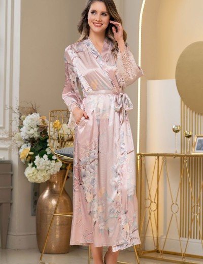 Шелковый халат кимоно Mia-Amore MILINDA 3729, Цвет: жемчужно-розовый, Размеры: L/XL, изображение 4