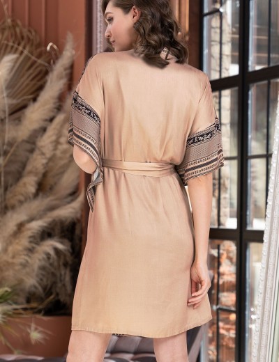Короткий запашной халат Mia-Amore RIANNA 1853, Цвет: песочный, Размеры: S/M, изображение 2
