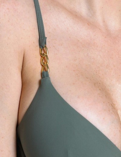 Купальник мягкий с высокими стрингами Jolidon FC52U оливковый, Цвет: оливковый, Размеры: 80B, изображение 4